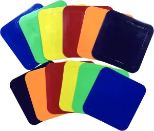 9 Inch Square Poly Vinyl Spot Markers  Training Drills with School Gyms, Sports Teams, Track and Field, Basketball, Football, Soccer, Baseball, Preschool, Kindergarten  Set of 12