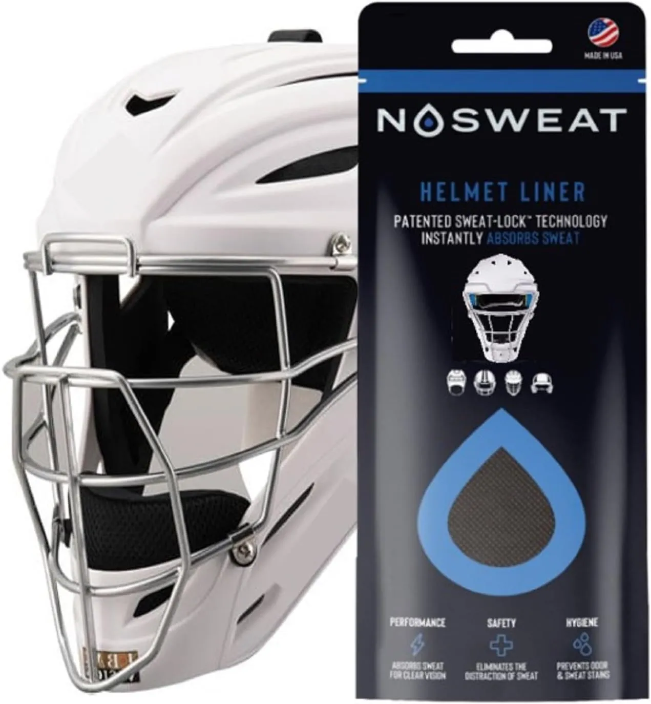 Batting Helmet Sweat Liner for Baseball & Softball - NoSweat Patented Helmet Sweatbands