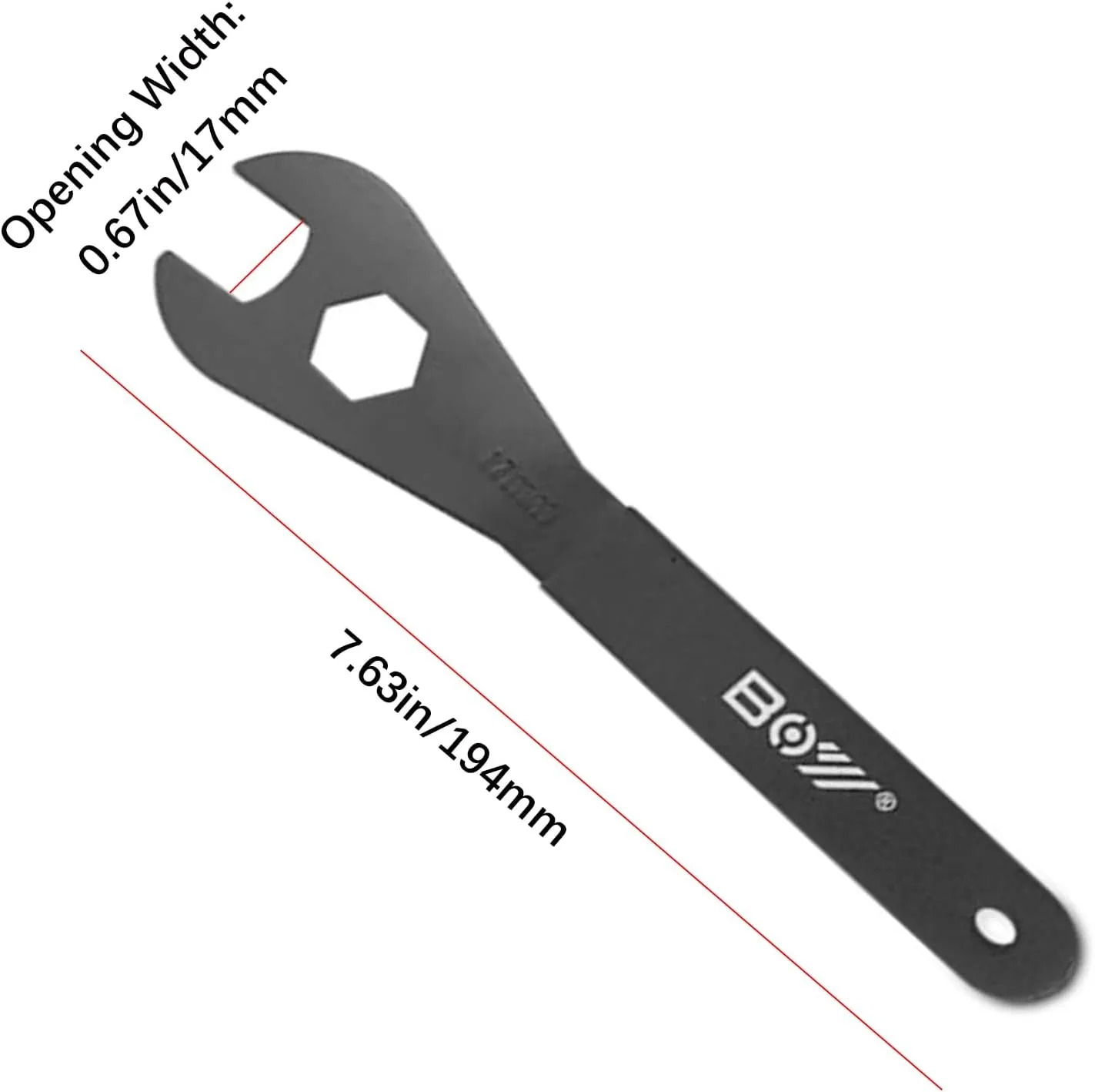 Bicycle Spanner,Bike Cone Wrench Set Tool,Durable Multi-Function,Carbon Steel,(13, 14, 15, 16, 17, 18, 19mm) Bicycle Wheel Hub Axle Nut Install Remover (17mm)