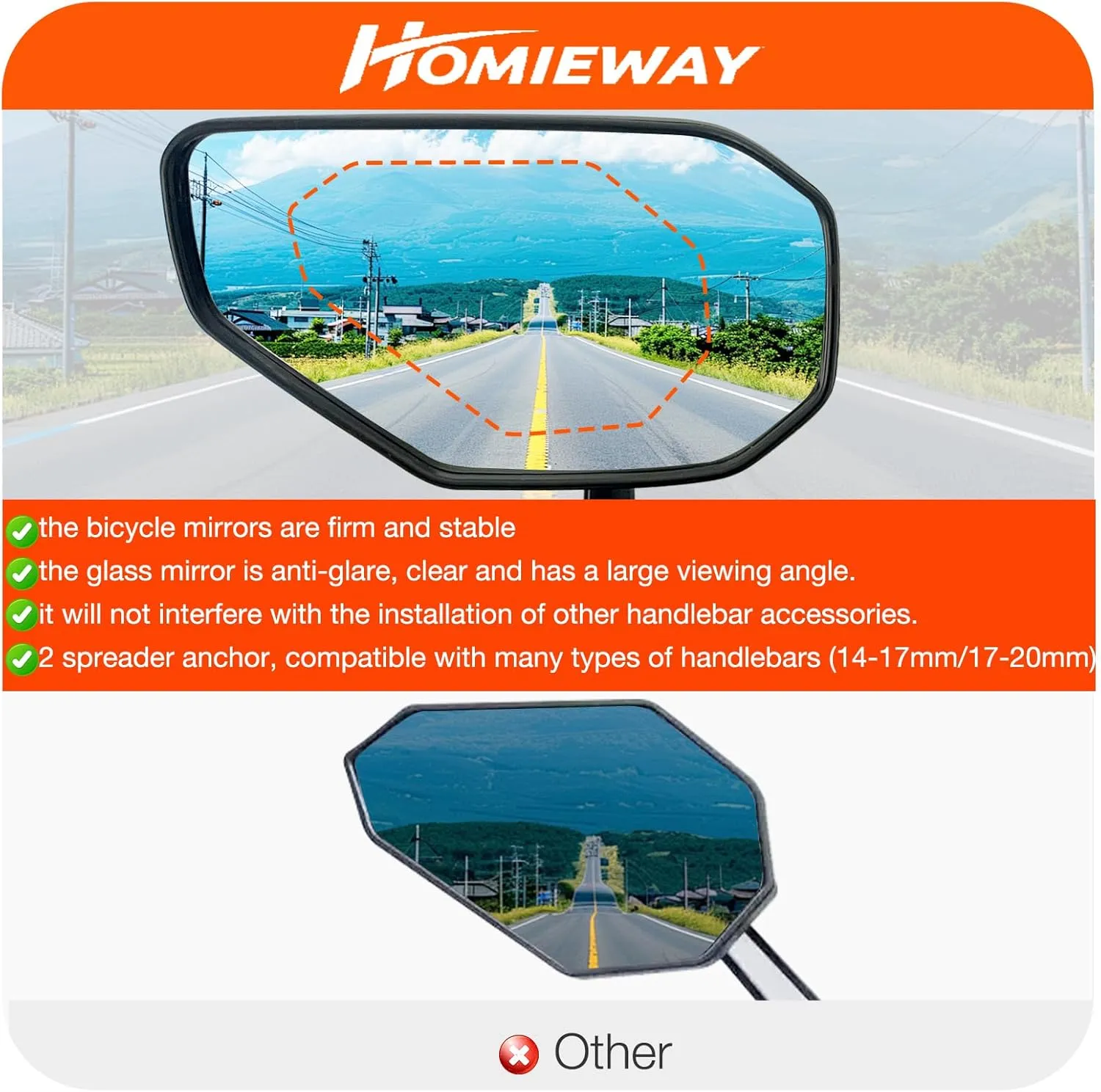 Bike Mirror,HD Glass Bicycle Mirrors for E-bike, Adjustable Bar End Bike Rear View Mirror,Scratch Resistant Bike Mirror For Handlebar Mount Right