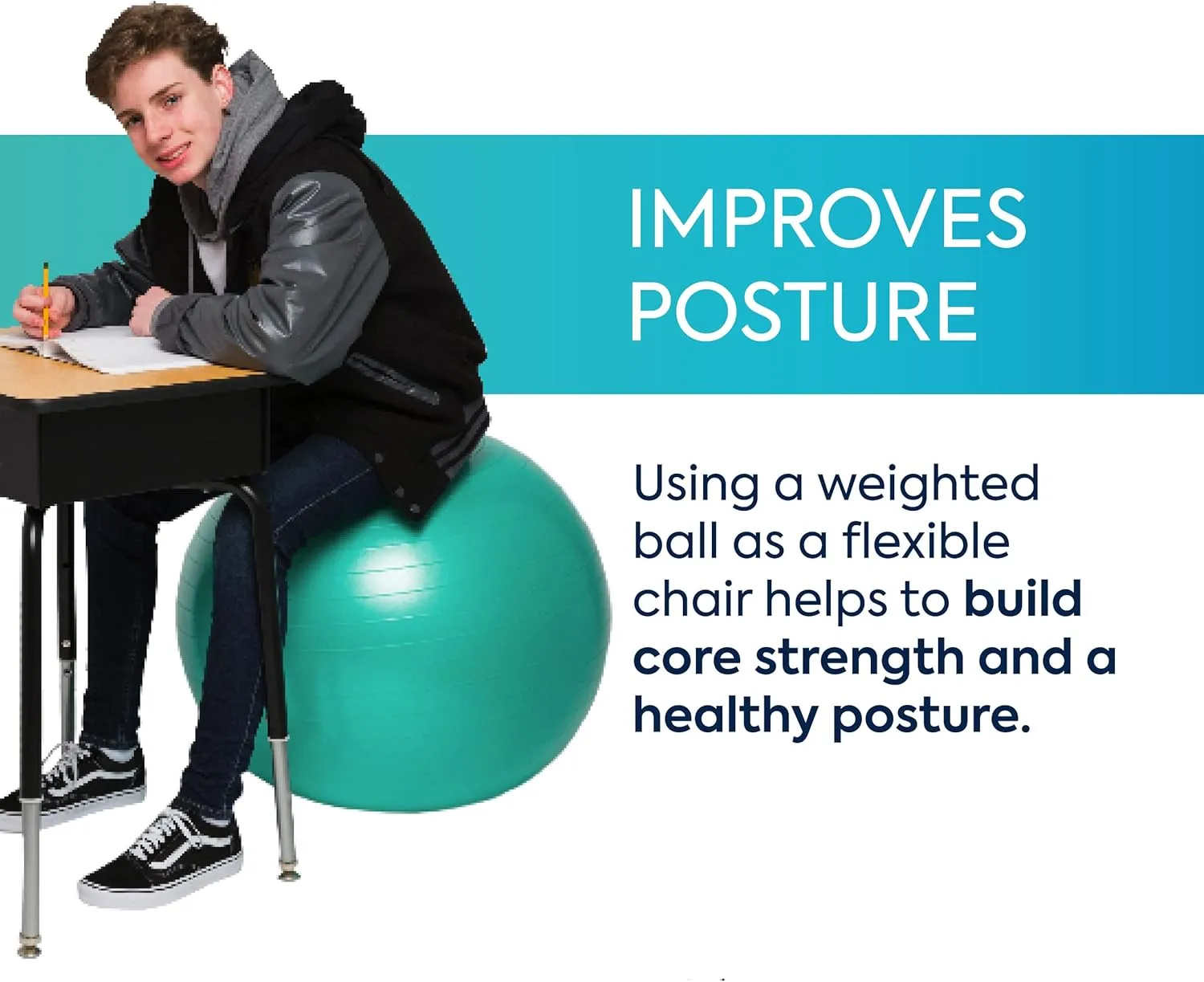 Bouncyband Balance Ball  Create Flexible Seating to Improve Focus at School, Office, or Home with This No-Roll Weighted Ball