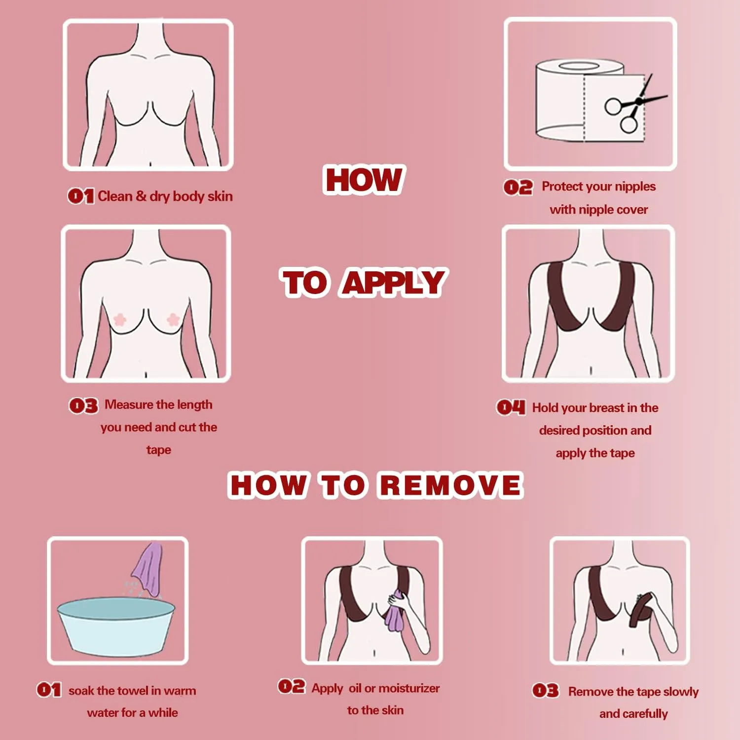 Breast Tape Lifting Large Breasts 5inch, Boobtape for Breast Lift Plus Size, Adhesive Large Boob Tape for Heavy Boobs, Body Tape D-G Cup with Nipple Covers Satin Nipple Pasties Black