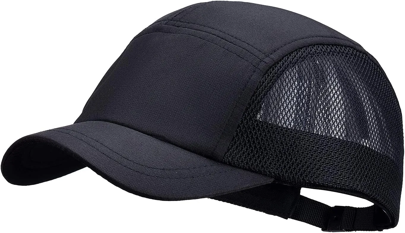 Clakllie Quick Dry Short Bill Baseball Cap Breathable Mesh Back Hat Lightweight Cooling Sports Cap Soft Top Trucker Hat