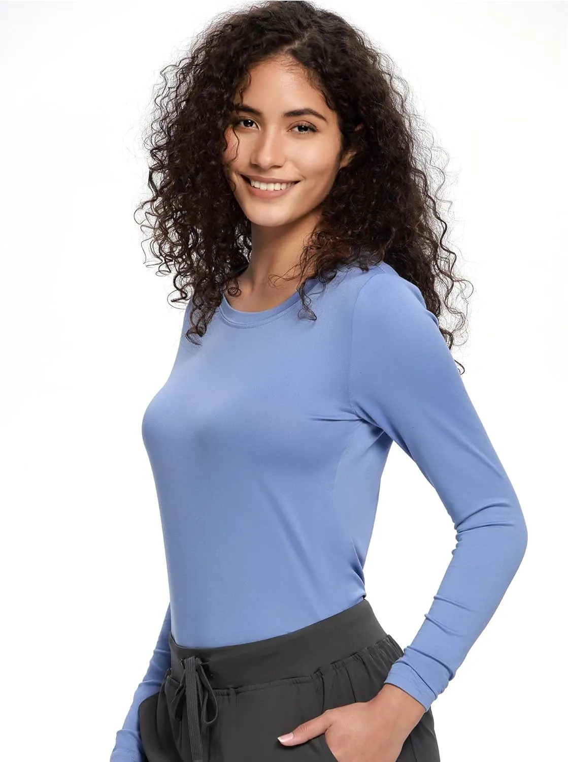 COZYFIT Underscrub Long Sleeve Women - Crew Neck Scrubs Undershirts for Nurse with Soft Fabric