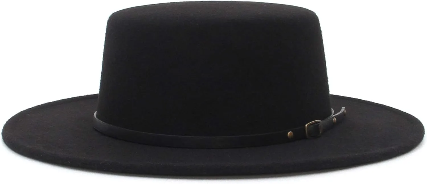EOZY Women Men Classic Felt Fedora Hat Wide Brim Flat Top Jazz Panama Hat Casual Party Church Hat