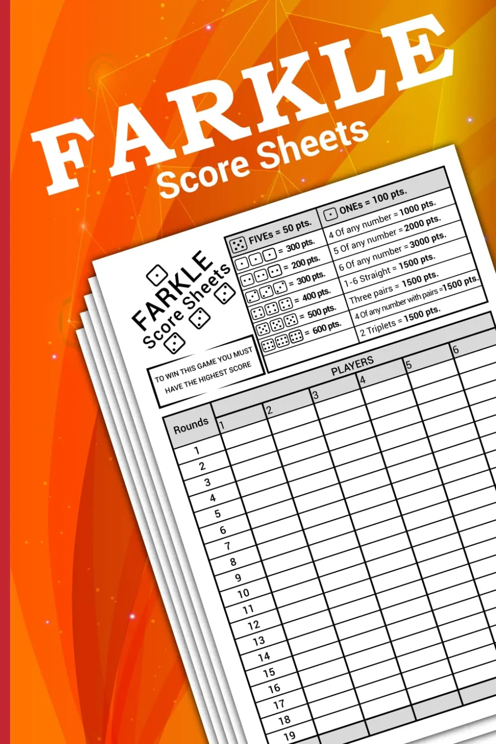 Farkle score sheets: Large print scorekeeping pads for farkle (100  Pages, 6x9 Inches) Paperback  July 6, 2024