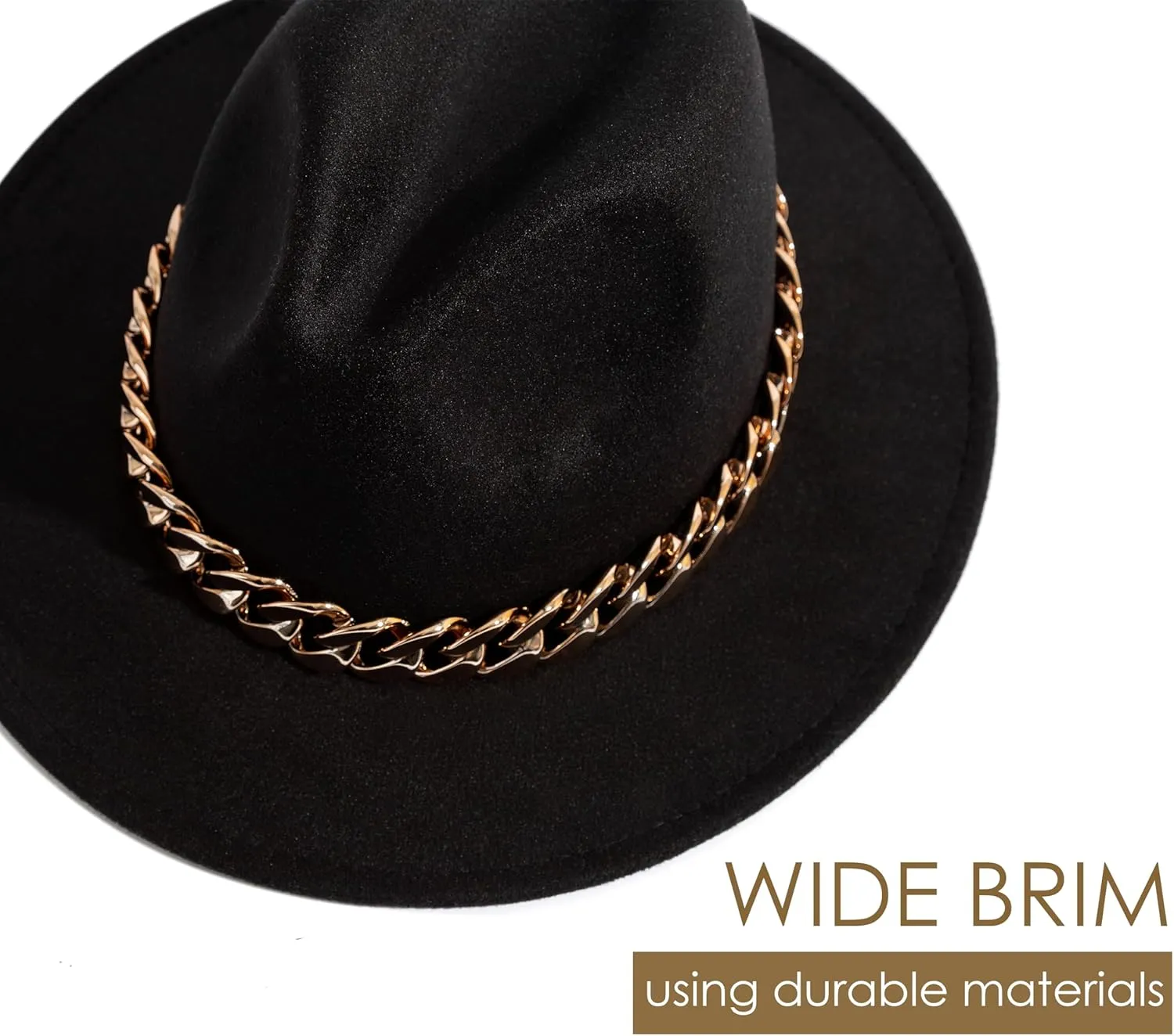 Gossifan Men & Women Belt Buckle Fedora Hat Wide Brim Floppy Panama Hat
