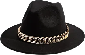 Gossifan Men & Women Belt Buckle Fedora Hat Wide Brim Floppy Panama Hat