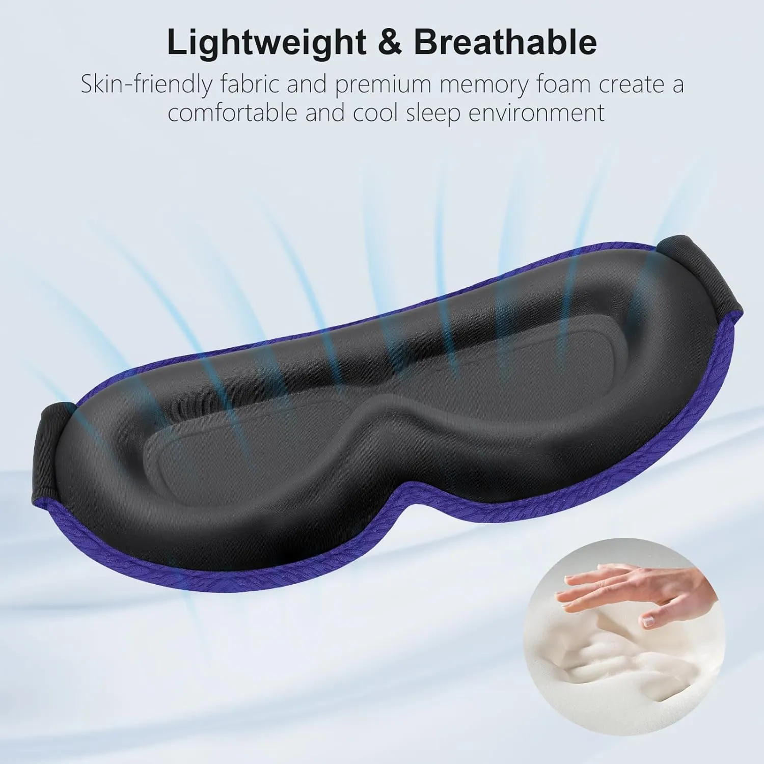 Gritin 100% Blackout Sleep Eye Mask for Women Men,Zero Eye Pressure Sleeping Mask-Ergonomic Design 3D Cutout Eye Movement and Eyelash Friendly Night Blindfold,Soft&Comfortable for Sleeping-Deep Purple