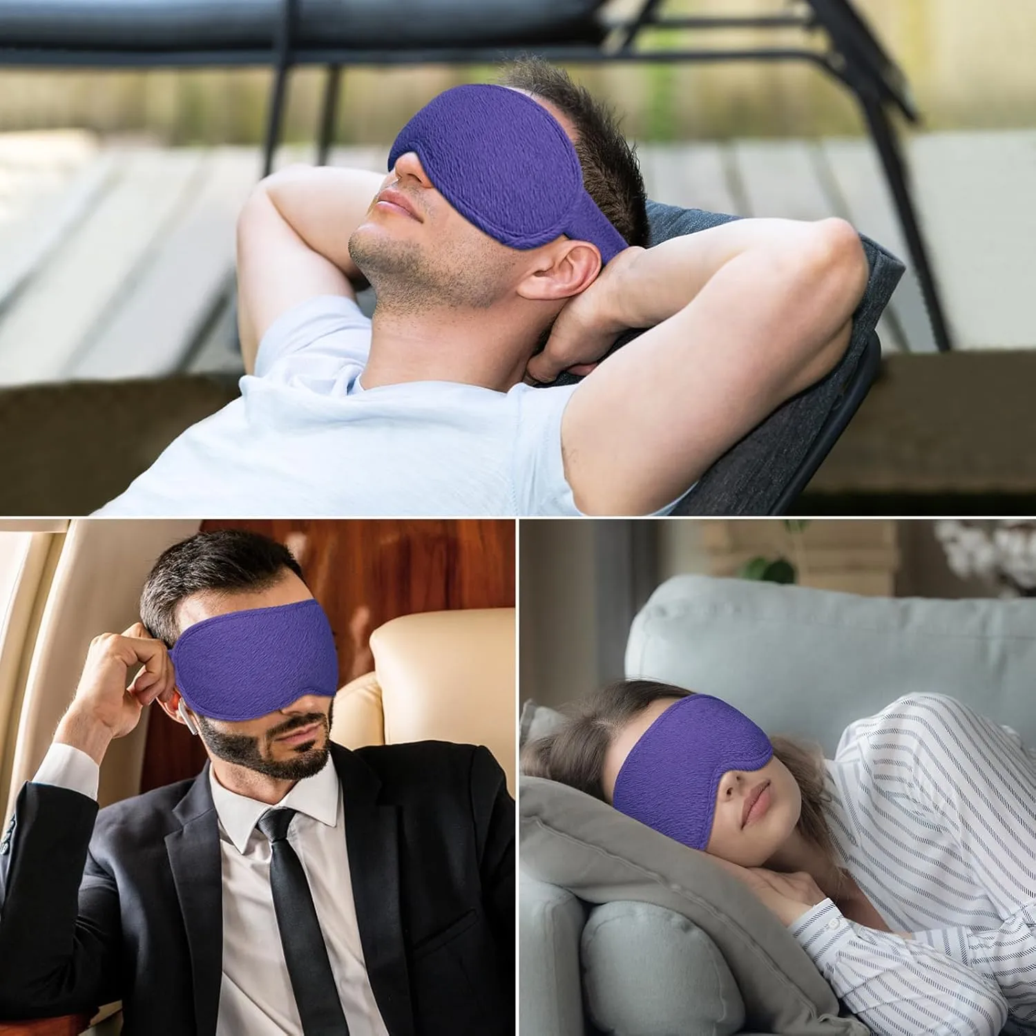 Gritin 100% Blackout Sleep Eye Mask for Women Men,Zero Eye Pressure Sleeping Mask-Ergonomic Design 3D Cutout Eye Movement and Eyelash Friendly Night Blindfold,Soft&Comfortable for Sleeping-Deep Purple