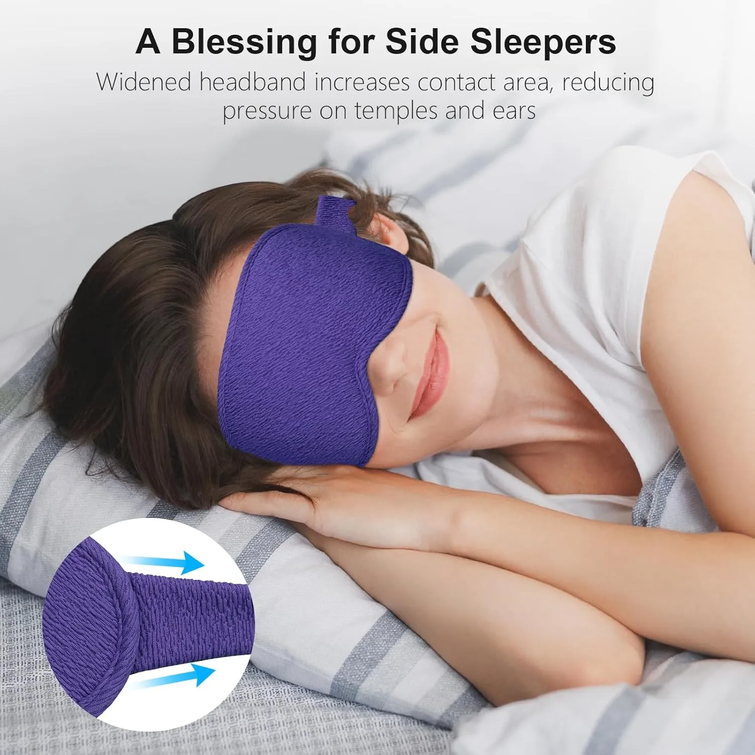 Gritin 100% Blackout Sleep Eye Mask for Women Men,Zero Eye Pressure Sleeping Mask-Ergonomic Design 3D Cutout Eye Movement and Eyelash Friendly Night Blindfold,Soft&Comfortable for Sleeping-Deep Purple