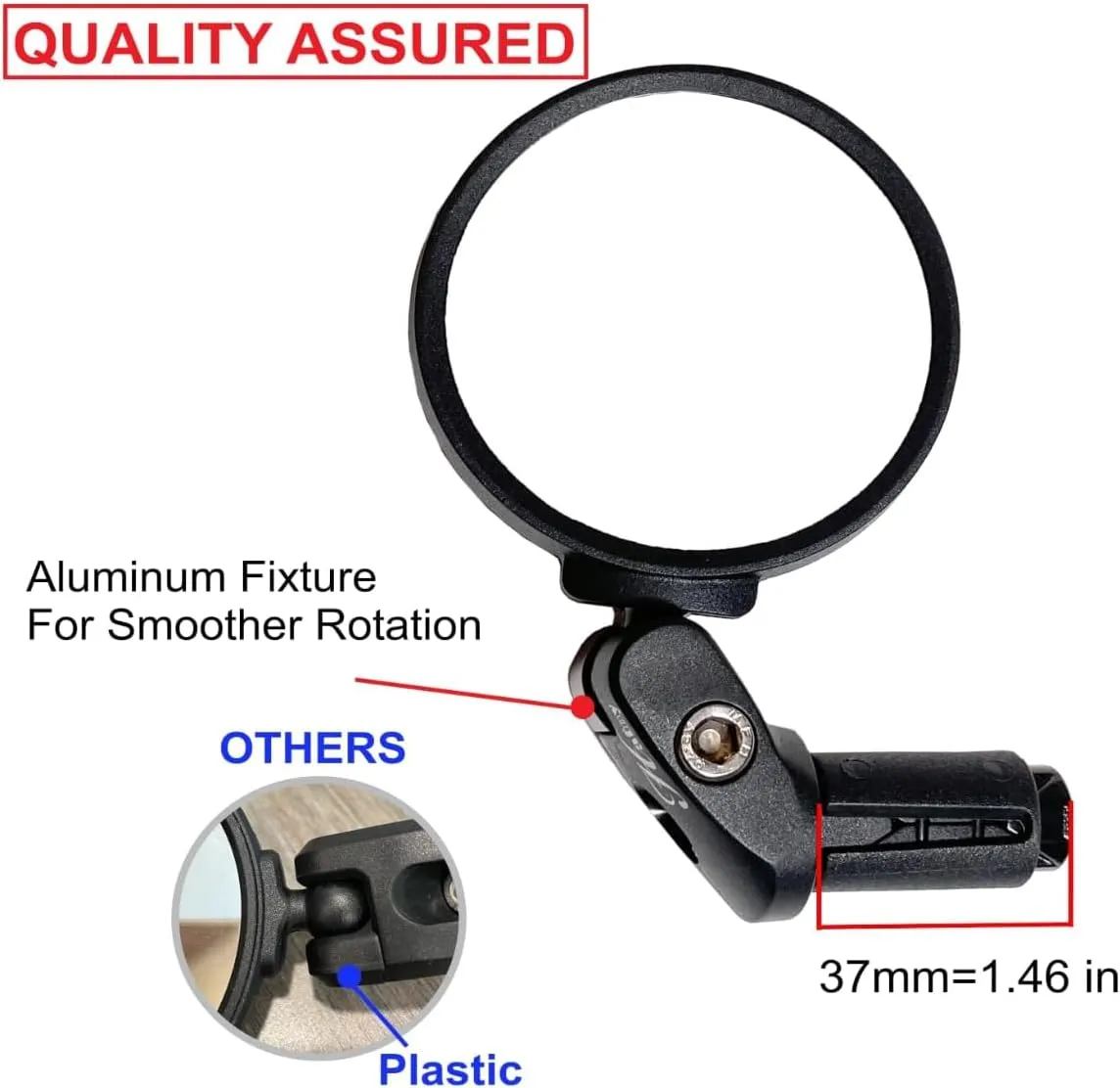 Hafny Bar End Bike Mirror, HD, Blast-Resistant, Glass Mirror, HF-MR090, HF-M951S-FR03, 2PCS (Silver Glass, 62mm * 2PCS)