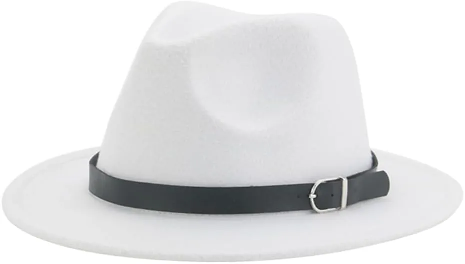 Hdhdeueh Women Fedoras Hats Solid Panama Jazz Caps Belt Dress Formal Outdoor