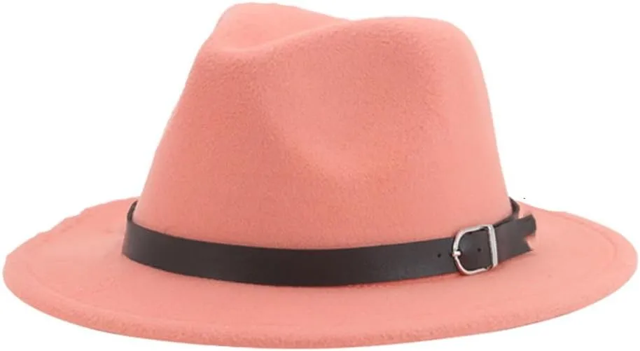 Hdhdeueh Women Fedoras Hats Solid Panama Jazz Caps Belt Dress Formal Outdoor