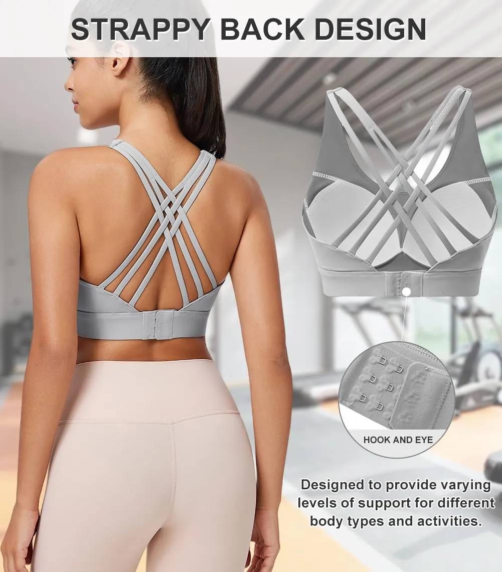 High Impact Sports Bra for Women High Support Molded Cups Strappy Womens Sports Bra for Workout,Training and Running