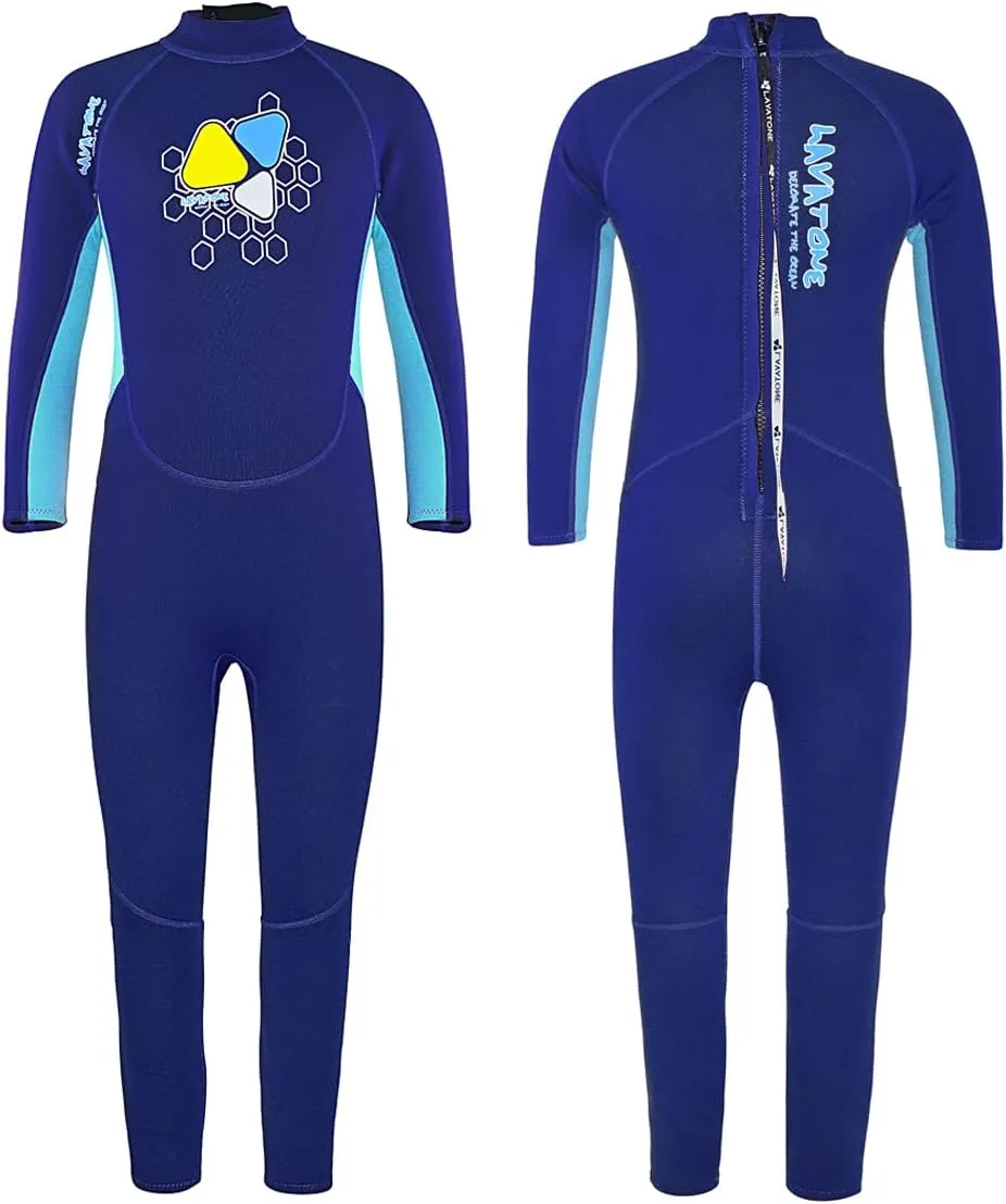 LayaTone Kids Wetsuit 3/2mm Neoprene Full Body Kids Wet Suits for Boys Girls One Piece Wetsuit for Swimming Diving Surfing Freediving Canoeing