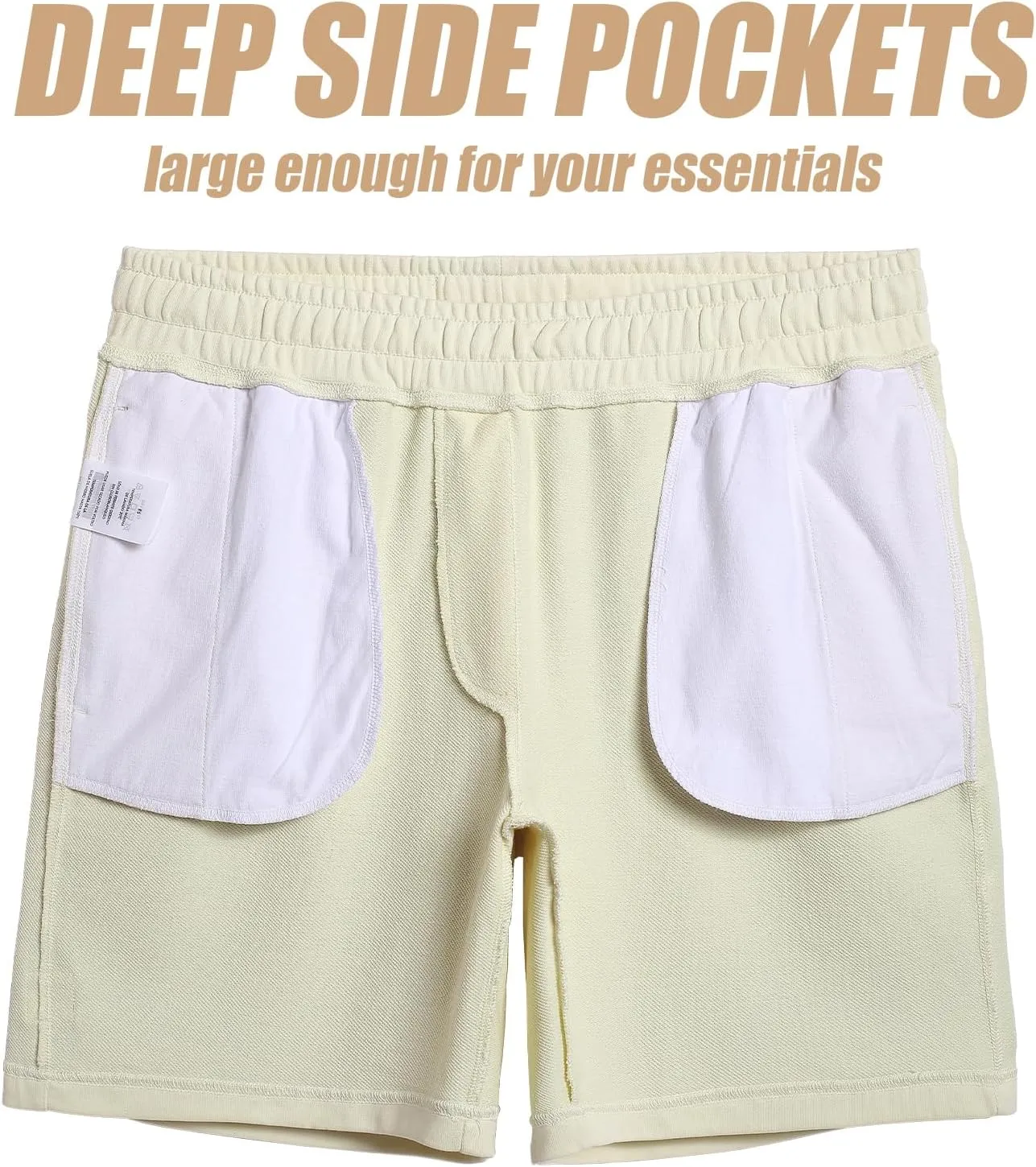 maamgic Mens Sweat Shorts 7" Above Knee Workout Gym Shorts Lounge Shorts with Zipper Pockets
