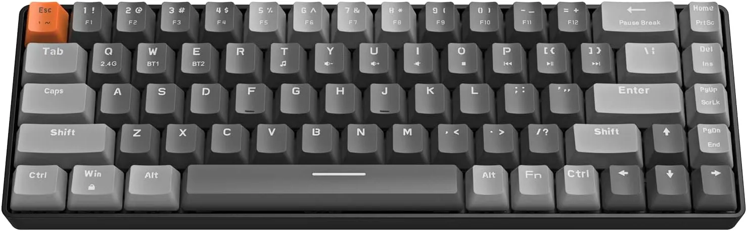 MAGIC-REFINER RK68 60% Wireless Mechanical Keyboard, Bluetooth 5.0/2.4GHz with Dual Mode 2-in-1 Receiver, Ergonomic Compact 68-Key Hot Swappable Gaming Keyboard, Blue Switch for Mac Windows PC