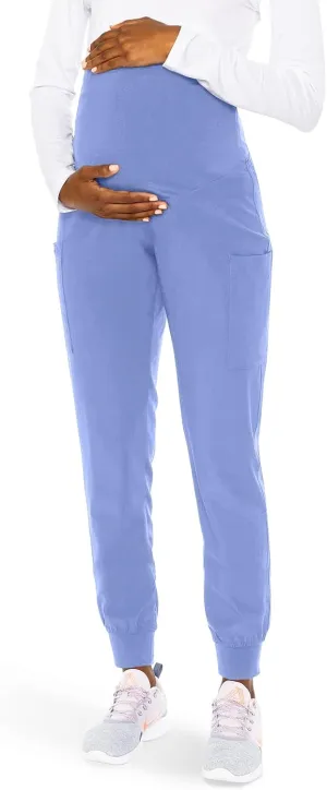 Med Couture Maternity Jogger Scrub Pants for Women, High Rise Waist, 4 Pockets with Soft Knit Waistband - MC029