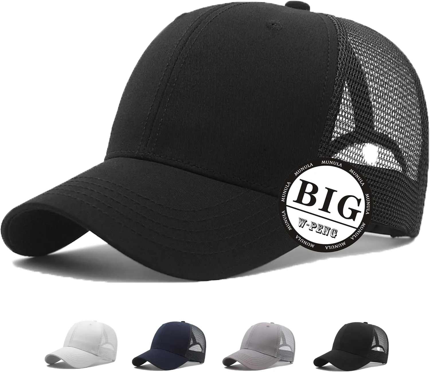 Oversize Large Mesh Trucker Hat Big Head Hats for Men XXL Baseball Cap Breathable Dad Hat Adjustable 23.6"-25.6"