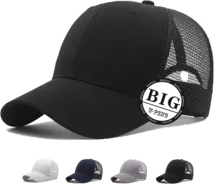 Oversize Large Mesh Trucker Hat Big Head Hats for Men XXL Baseball Cap Breathable Dad Hat Adjustable 23.6"-25.6"