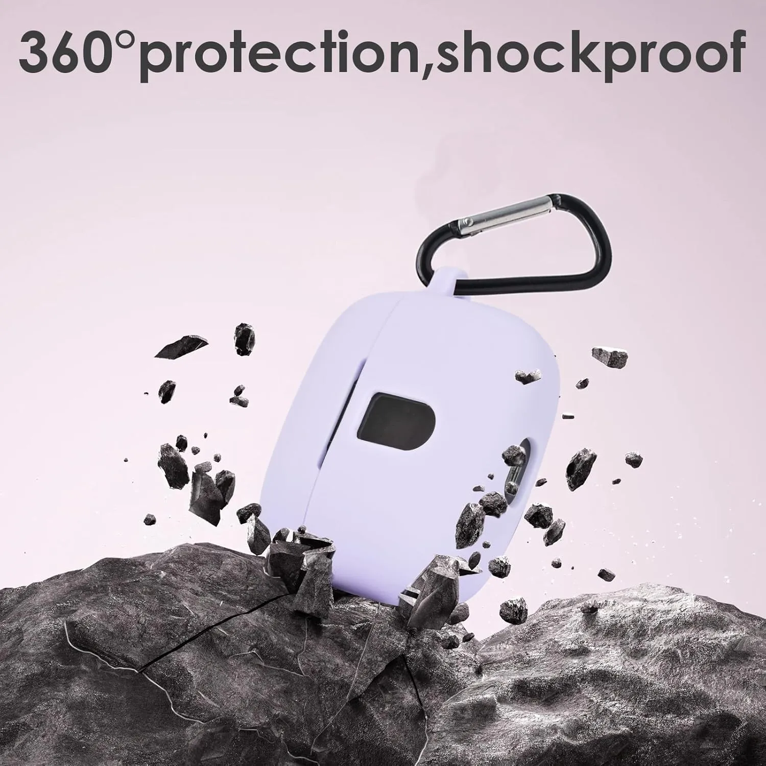 Premium Silicone Case for TAGRY X08 Wireless Earbuds with Carabiner. (Lavender)