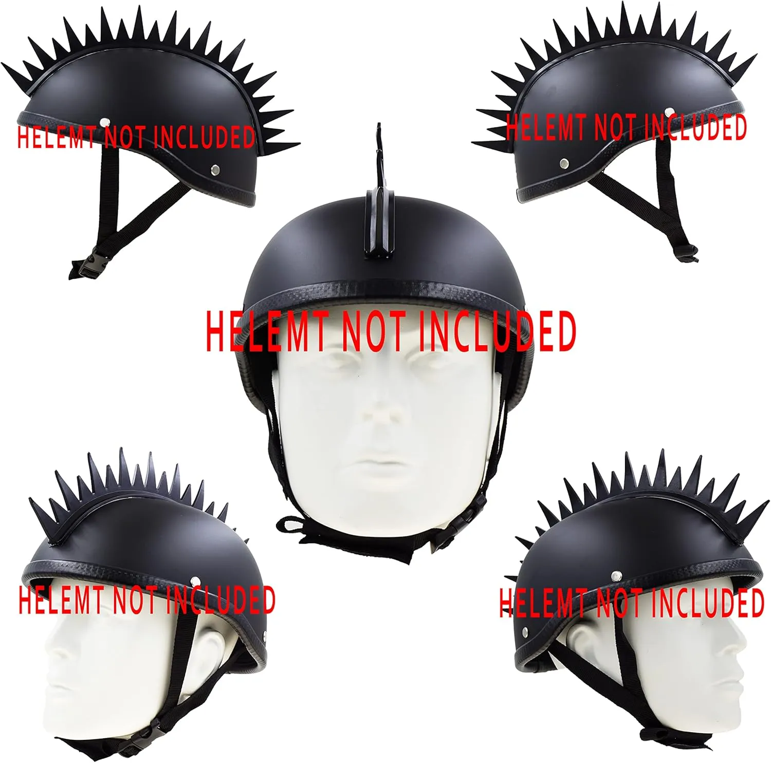 Reflecive Punk Rubber Mohawk Warhawk Wig Accessory Stick On Helmet for Ski Skate Bike Biker Bicycle Scooter Motorcycle Helmet (Zigzag - Black)