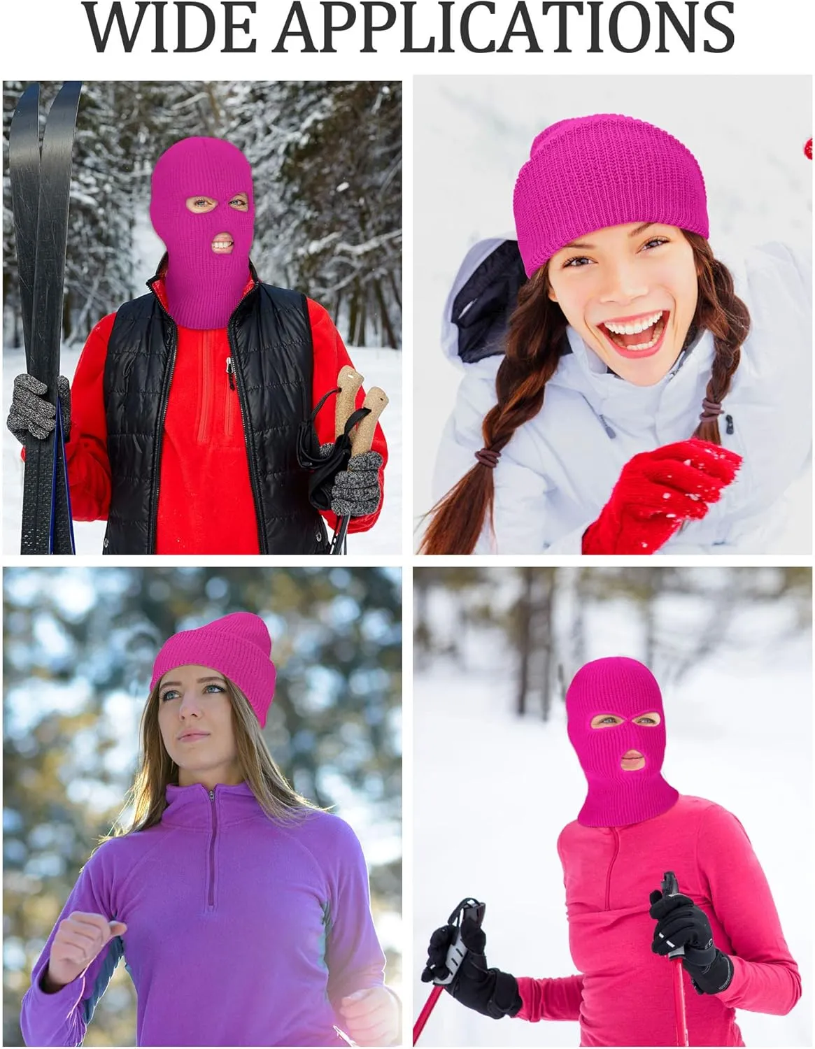 SATINIOR 3 Holes Ski Mask Full Face Cover Outdoor Balaclava Winter Knitted Neck Gaiter for Halloween Sports Cycling