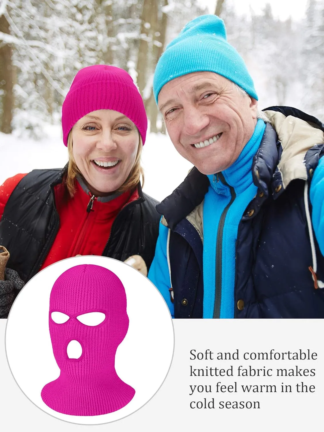 SATINIOR 3 Holes Ski Mask Full Face Cover Outdoor Balaclava Winter Knitted Neck Gaiter for Halloween Sports Cycling