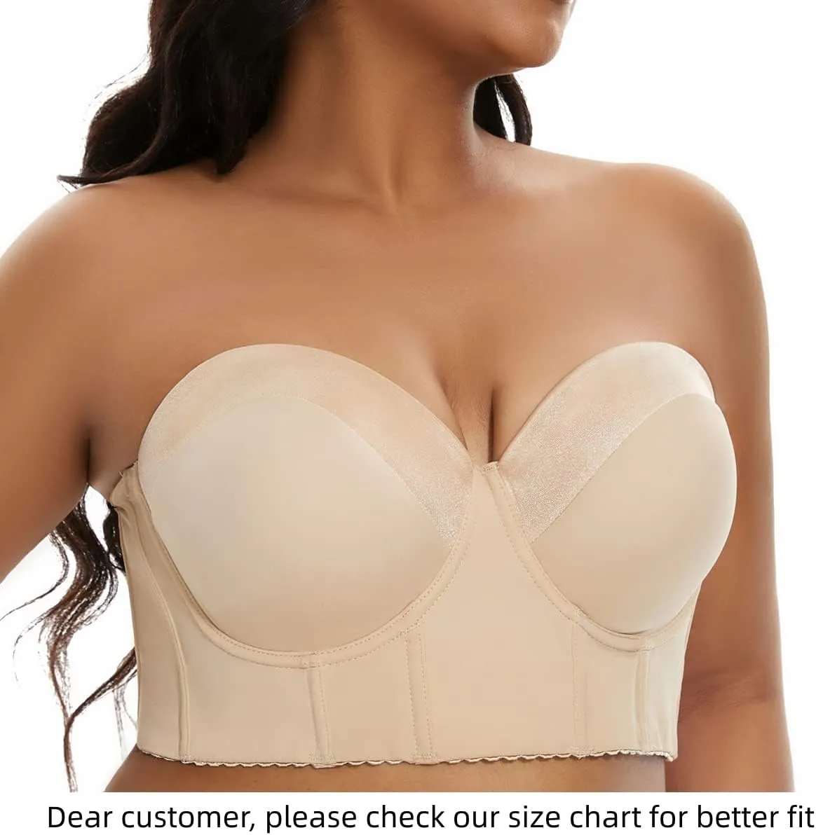 SEA BBOT Women Longline Strapless Bra Full Coverage Corset Bra Hide Back Fat
