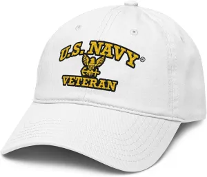 United States Navy Veteran with Eagle Emblem Adjustable Baseball Hat