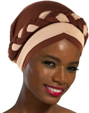 Woeoe Women African Turban India's Hat Black Stretch Braid Head Wrap