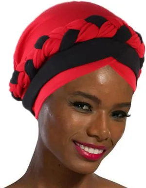 Woeoe Women African Turban India's Hat Black Stretch Braid Head Wrap