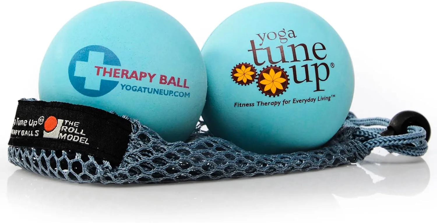 YOGA TUNE UP Therapy Balls in Tote by Tune Up Fitness - Massage Balls for Trigger Point, Pressure Point & Myofascial Release - Use as Single or Peanut Ball for Pain Relief & Relaxation (Aqua Blue)