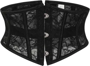 YUNAR Women's Vintage Oil Painting Floral Lace Up Boned Underbust Corset Waist Cincher Belt Shaper