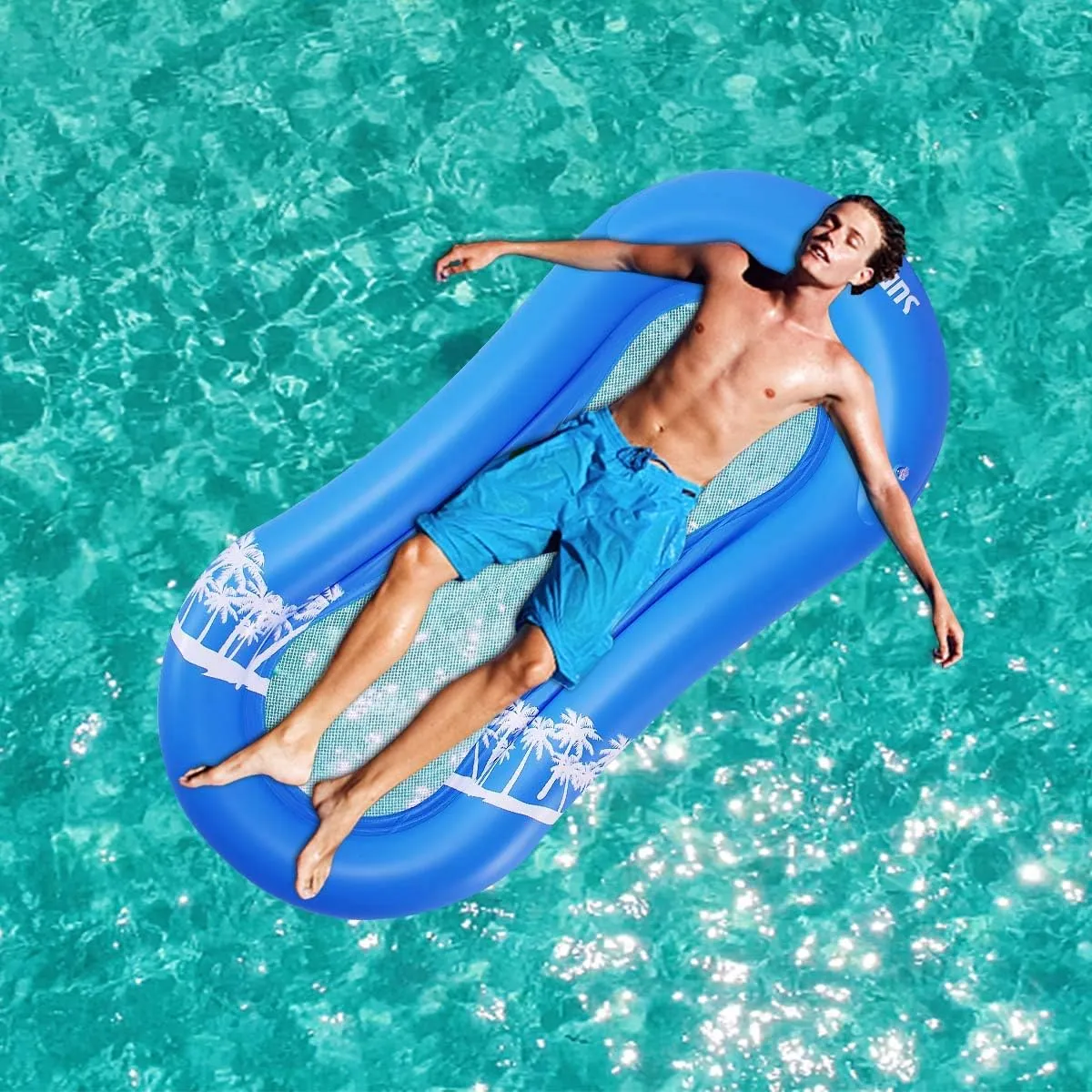 ZHUYNXIR Pool Float for Adult, Float Hammock,Inflatable Rafts Swimming Pool Air Sofa Floating Chair Bed,Lying on it Your Whole Body is submerged in Water,Great for Chilling in The Pool